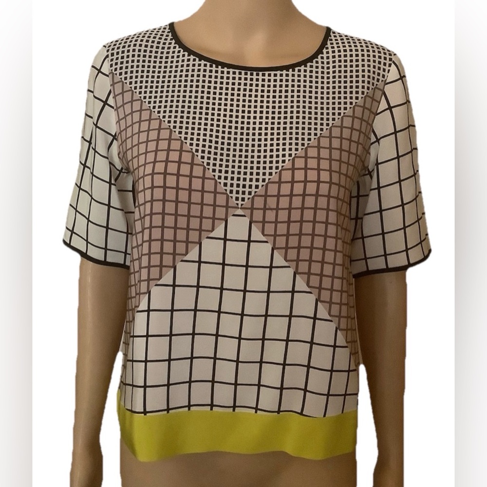 Trina Turk Geometric artsy blouse 100% silk